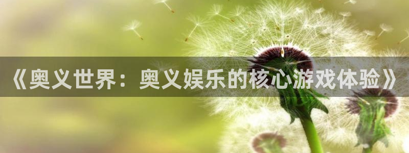 赢乐彩票集团官网：《奥义世界：奥义娱乐的核心游戏体验》