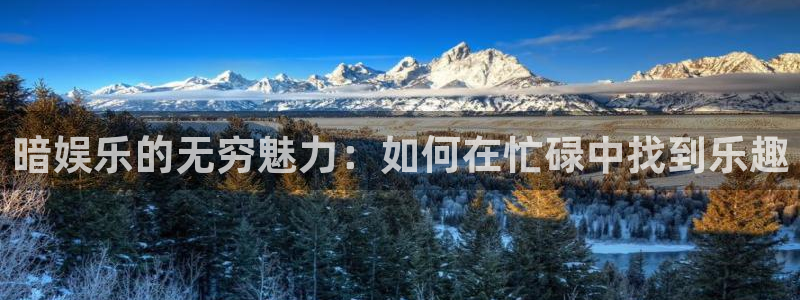 赢乐彩票集团官网：暗娱乐的无穷魅力：如何在忙碌中找到乐趣